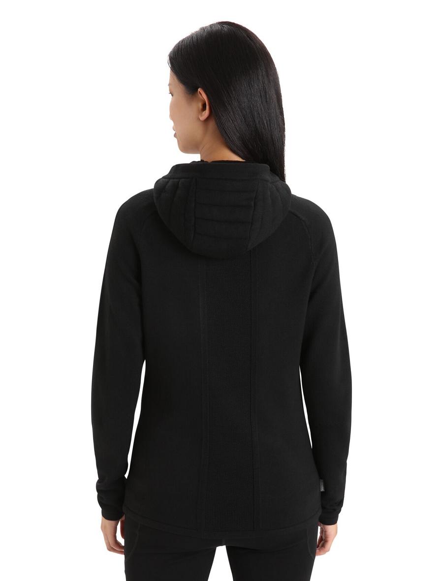 Sweat À Capuche Icebreaker ZoneKnit™ Merino Insulated Long Sleeve Zip Femme Noir | FR 1670PJJQ